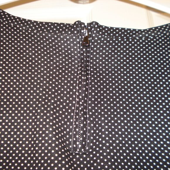 Talbots Polka Dot Blouse Shirt Lace Back Zip 3/4 Sleeve Women's Black & White XL - Picture 4 of 7